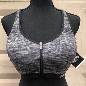 NEW Victoria’s Sport Knockout Front Clasp Zip Up Gray Sports Bra